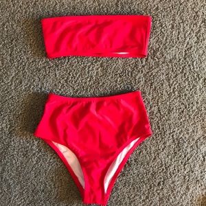 Fashion Nova high waisted bandeau red bikini